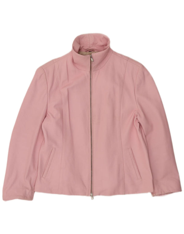 CABRINI Giacca in pelle da donna UK 16 Grande in pelle rosa