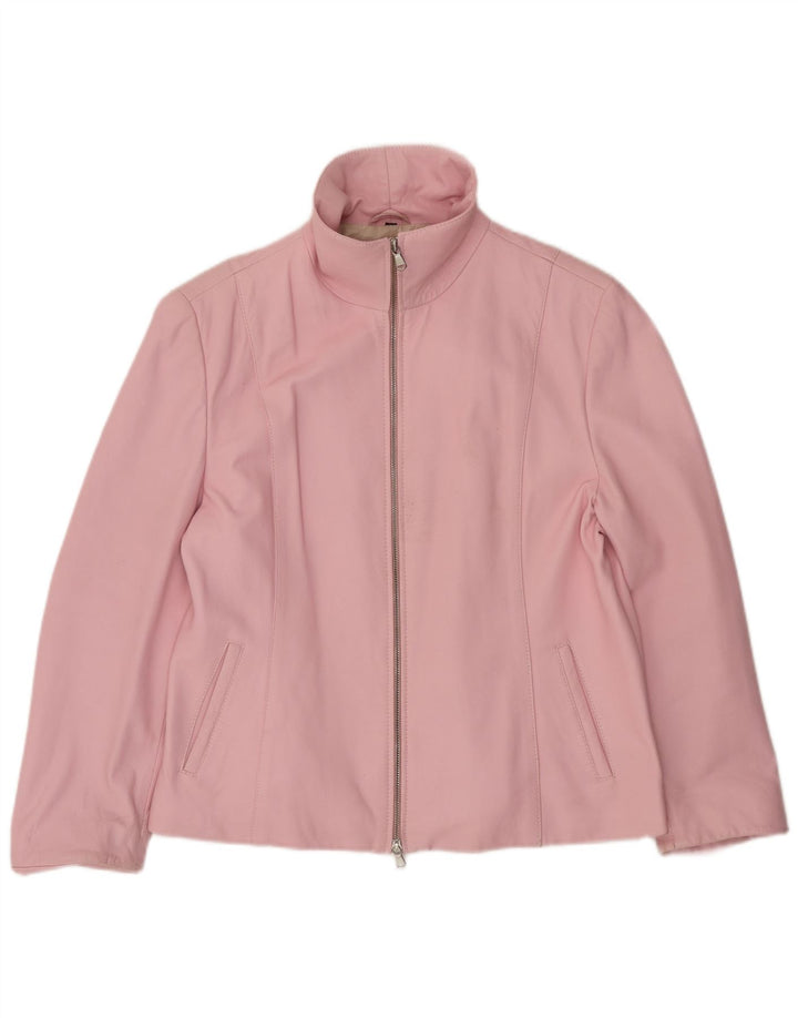 CABRINI Giacca in pelle da donna UK 16 Grande in pelle rosa