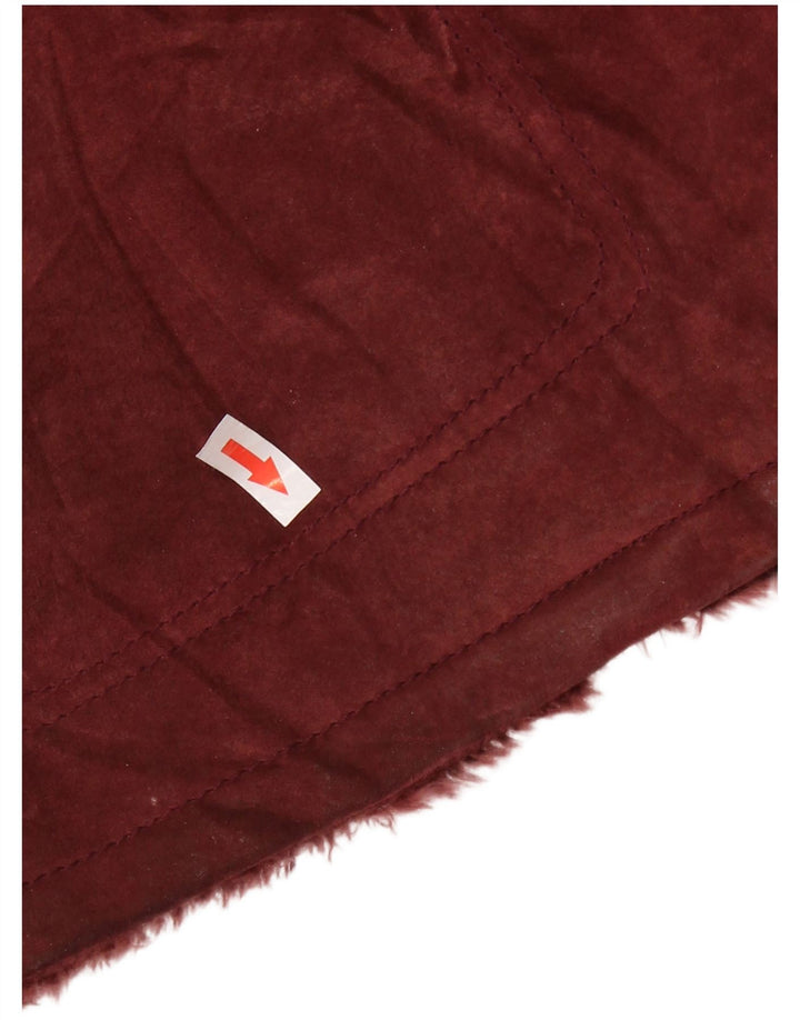 Giacca da donna in pelle scamosciata Sherpa VINTAGE UK 14 in pelle bordeaux media