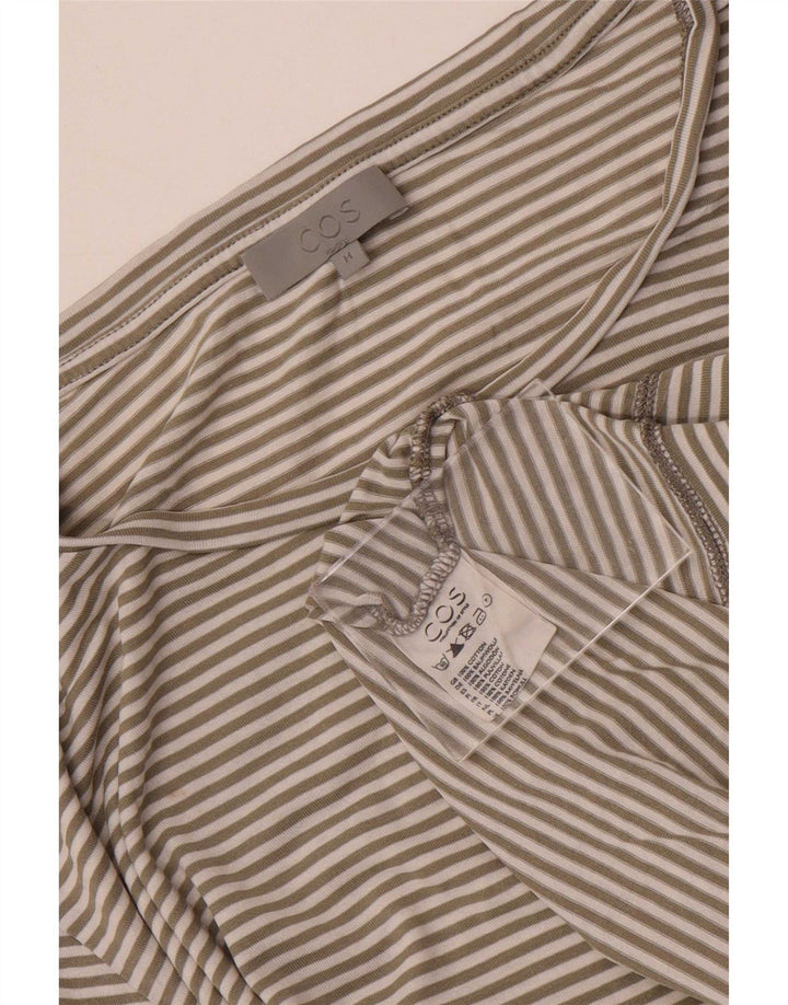 T-shirt Cos da donna Top UK 14 Cotone a righe grigio medio