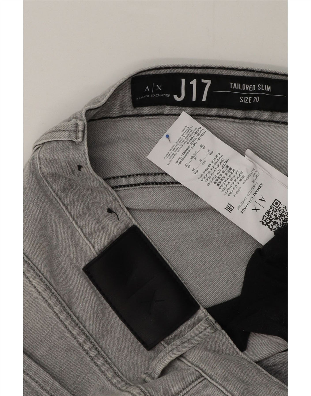 Jeans slim da uomo Armani Exchange W30 L32 cotone grigio