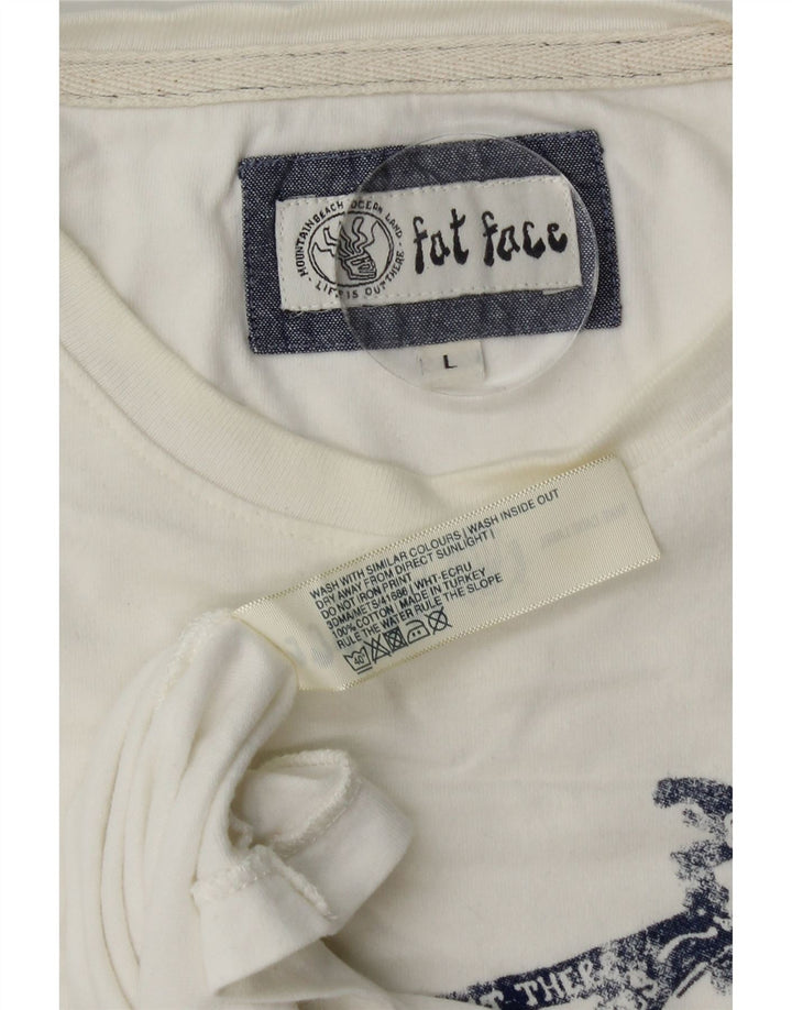 T-shirt grafica da uomo Fat Face Top grande in cotone bianco