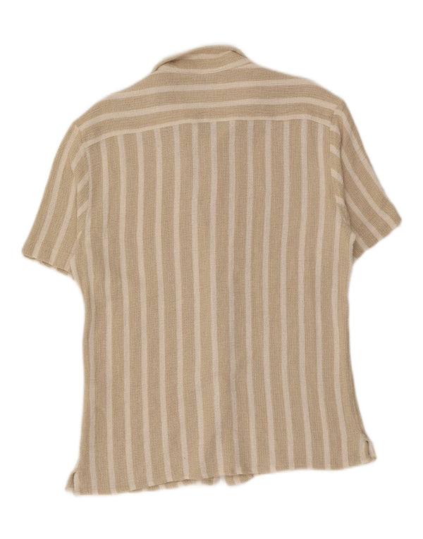 Camicia Zara da uomo a maniche corte dalla vestibilità comoda, a righe larghe beige