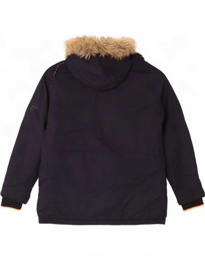 Giacca parka da uomo con cappuccio Superdry UK 44 2XL poliestere blu navy