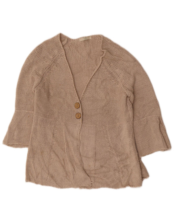 Marks & Spencer Womens 3/4 Sleeve Cardigan Sweater UK 12 Medium Beige