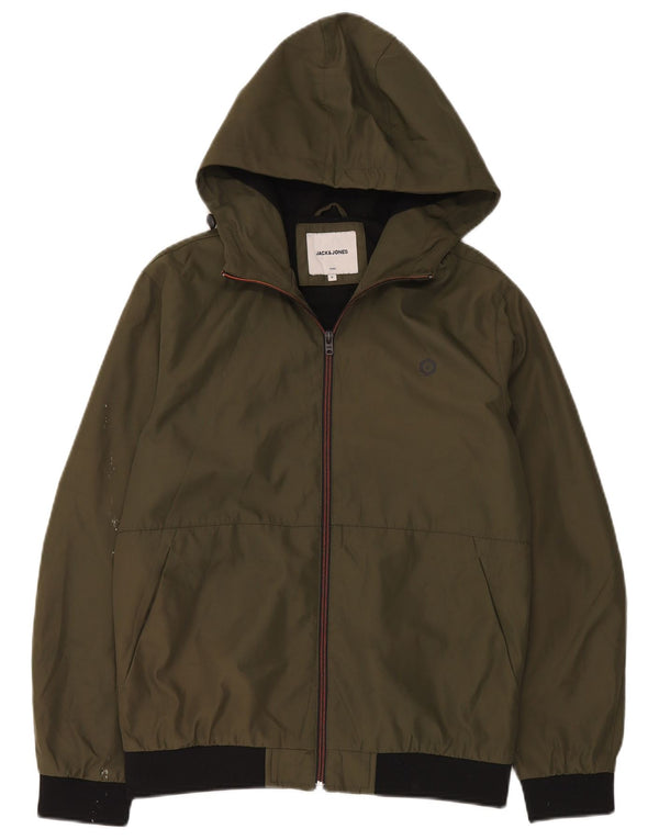Giacca a vento con cappuccio da uomo Jack & Jones UK 36 Small Poliestere kaki