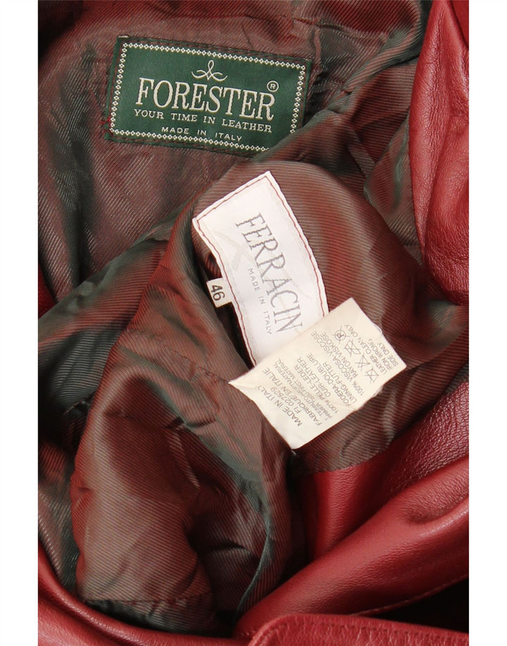 Giacca blazer in pelle da donna a 3 bottoni Forester IT 46 grande in pelle bordeaux
