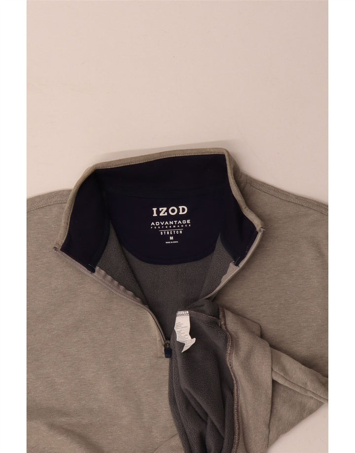 Felpa da uomo con zip e collo IZOD in cotone grigio medio