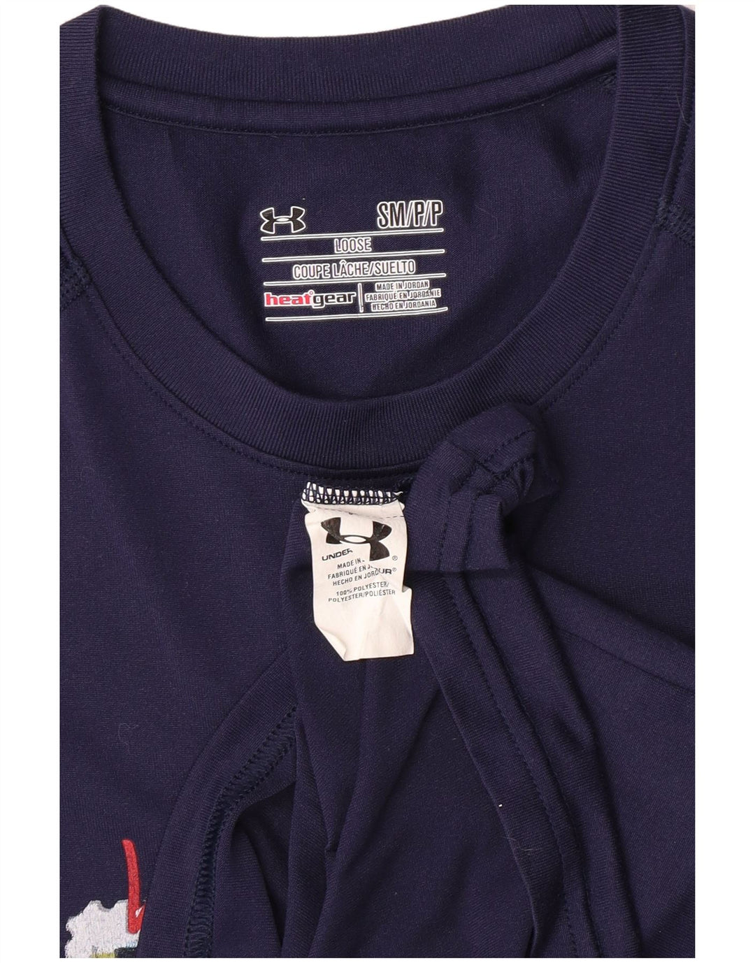 UNDER ARMOUR T-shirt grafica ampia da uomo Top piccolo in poliestere blu navy