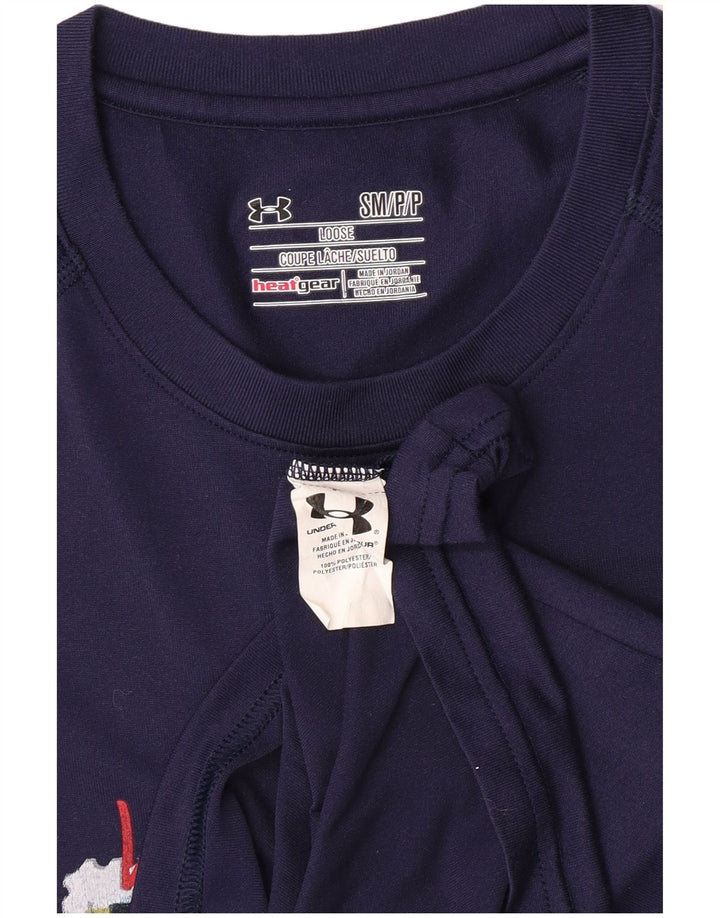 UNDER ARMOUR T-shirt grafica ampia da uomo Top piccolo in poliestere blu navy