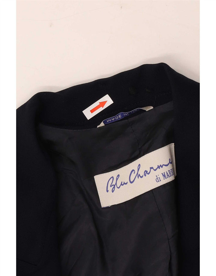 Giacca blazer da donna a 1 bottone Marella UK 10 piccola lana vergine blu navy