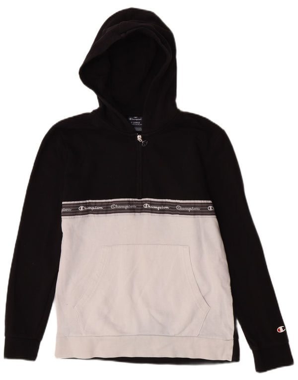 Felpa con cappuccio grafica Champion da ragazzo 13-14 anni XL Black Colourblock