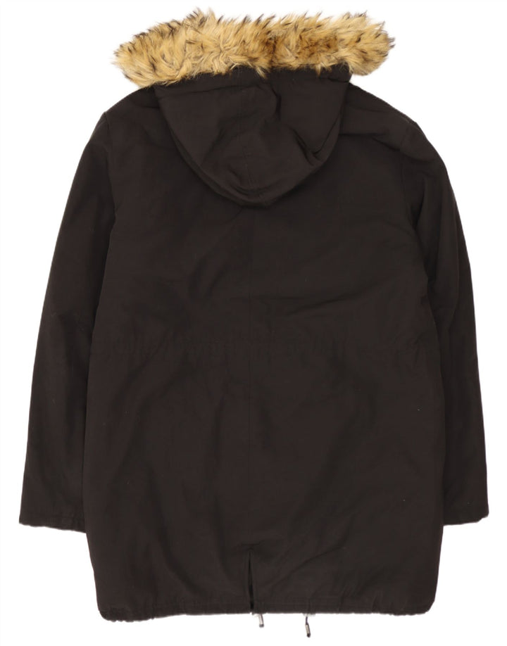 Giacca Parka con cappuccio da uomo Zara UK 40 grande cotone nero