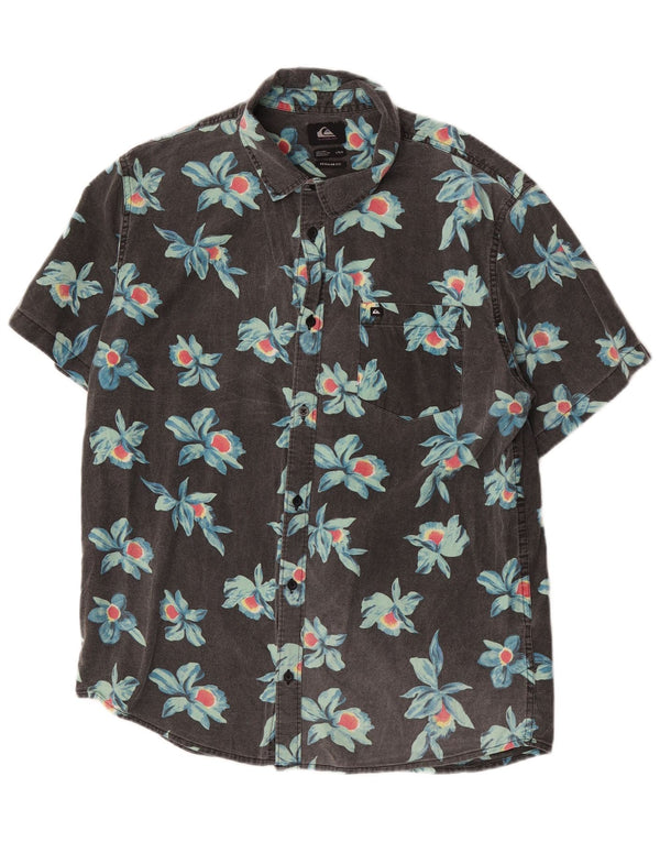 Camicia Quiksilver da uomo a maniche corte, vestibilità regolare, grande, in cotone floreale grigio