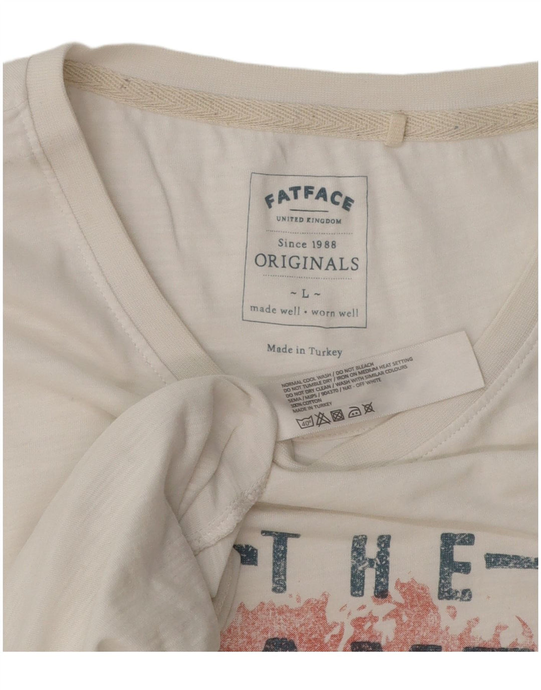 T-shirt grafica da uomo Fat Face Top grande in cotone bianco