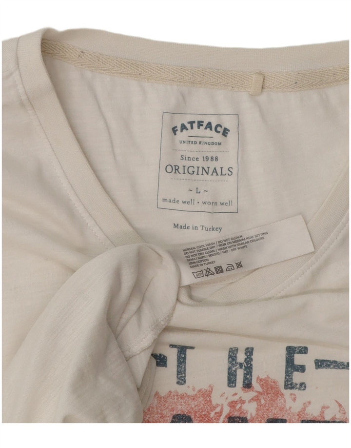 T-shirt grafica da uomo Fat Face Top grande in cotone bianco