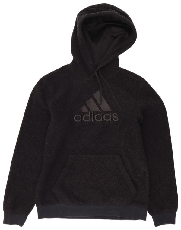 Felpa con cappuccio grafica Adidas da uomo in pile, media, nera, poliestere, sportiva