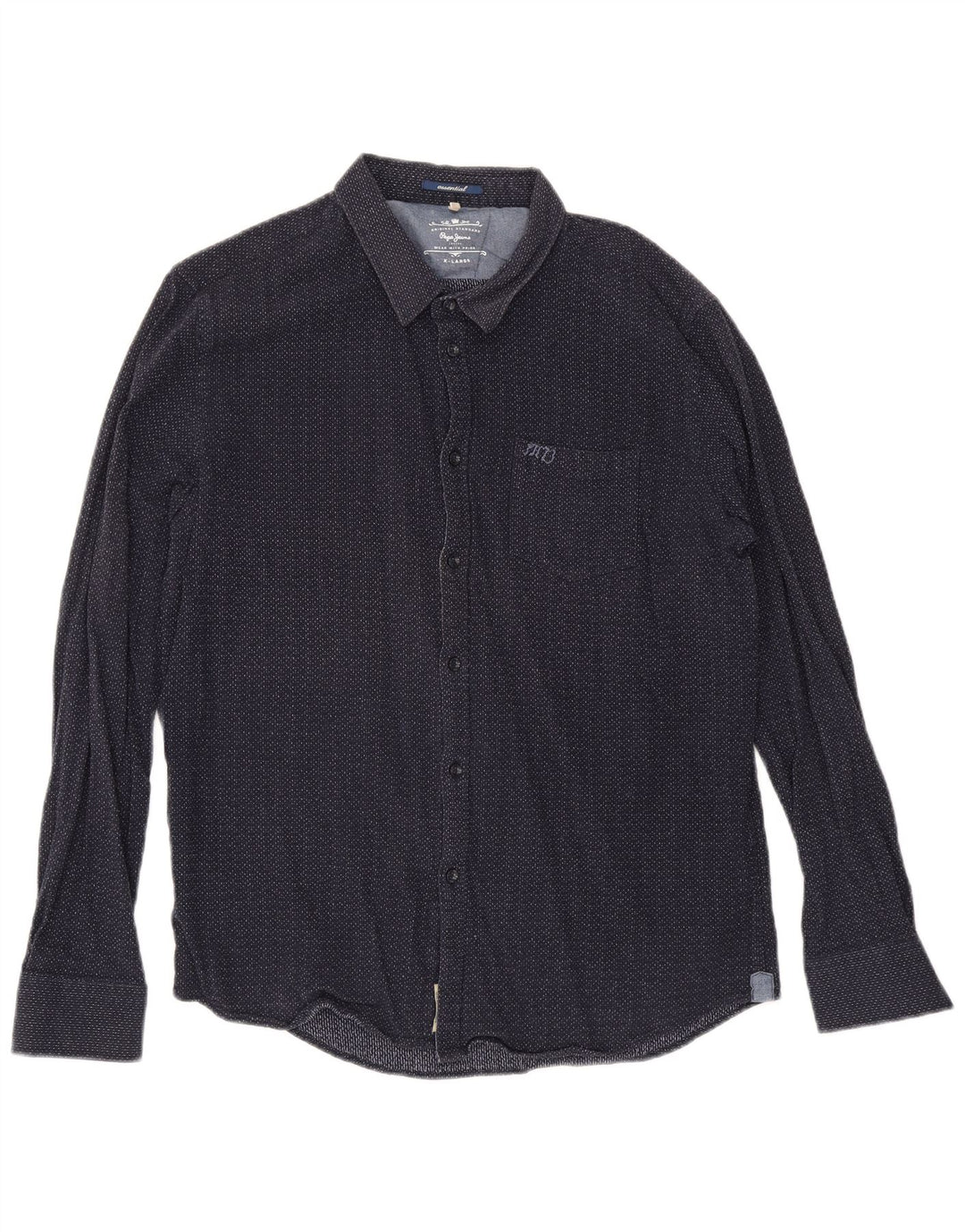 Camicia da uomo PEPE Jeans XL in cotone maculato blu navy