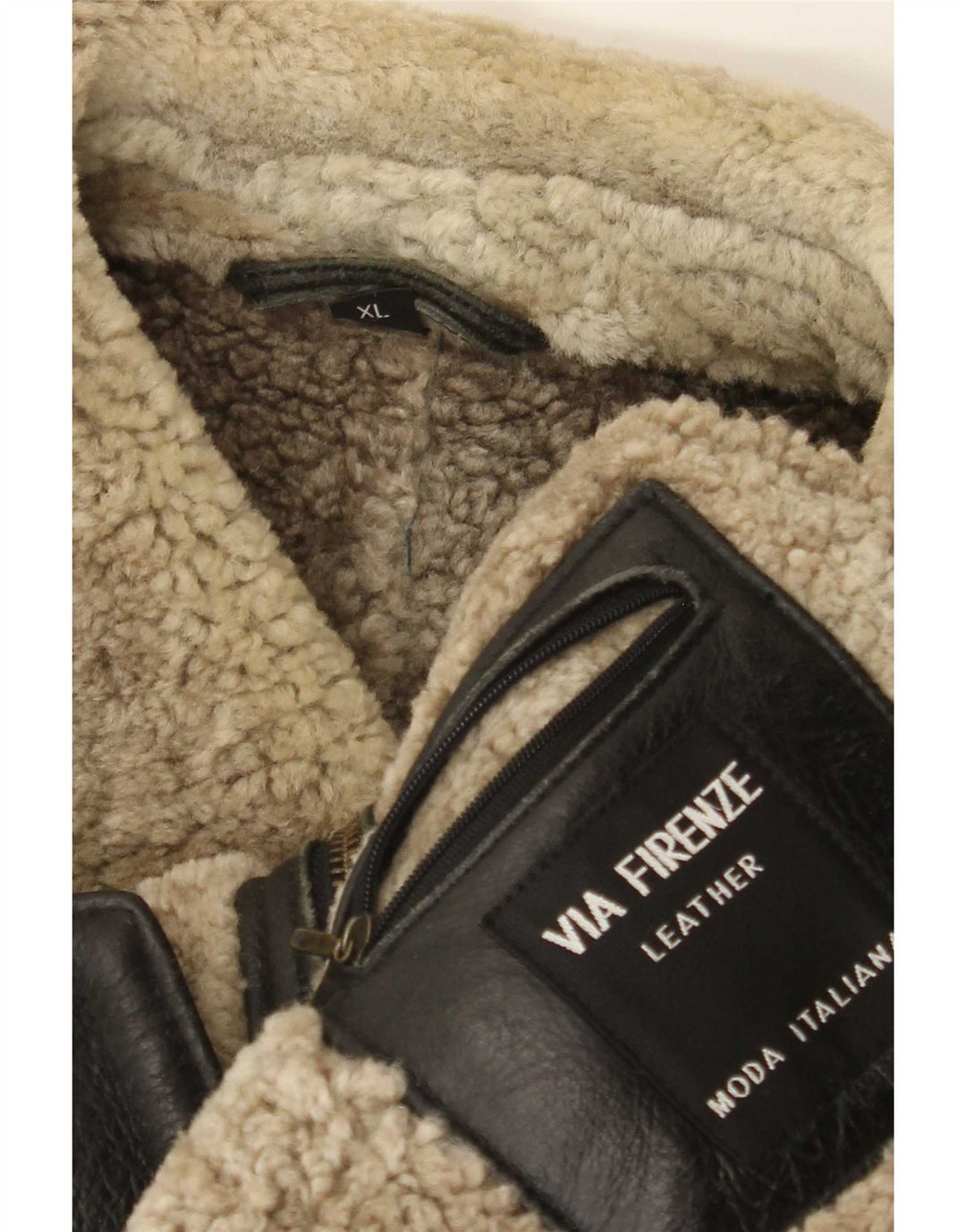 Giacca in shearling da uomo Firenze UK 42 XL in pelle nera