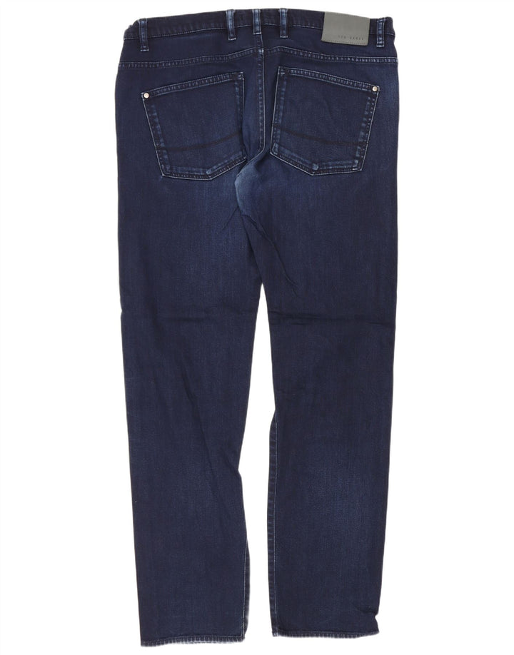 Jeans dritti vestibilità regolare da uomo Ted Baker W36 L31 cotone blu