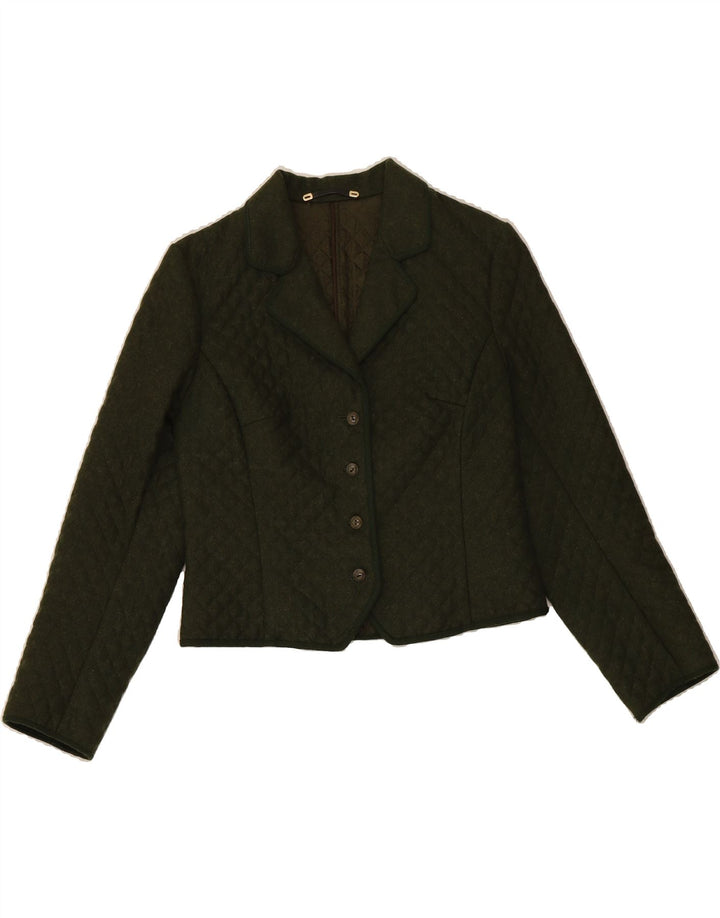 HELLER-SPORT Womens Quilted Blazer Jacket EU 40 Medium Green Wool Vintage Heller-Sport and Second-Hand Heller-Sport from Messina Hembry 