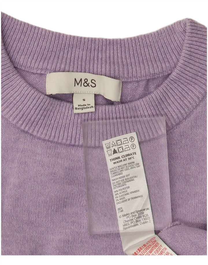Maglione maglione girocollo da donna Marks & Spencer UK 10 piccolo viola