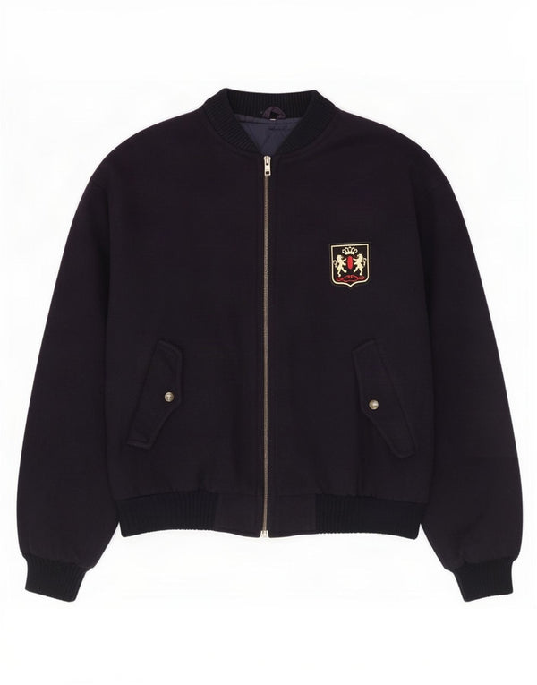 Giubbotto bomber vintage da uomo UK 40 grande in lana blu navy