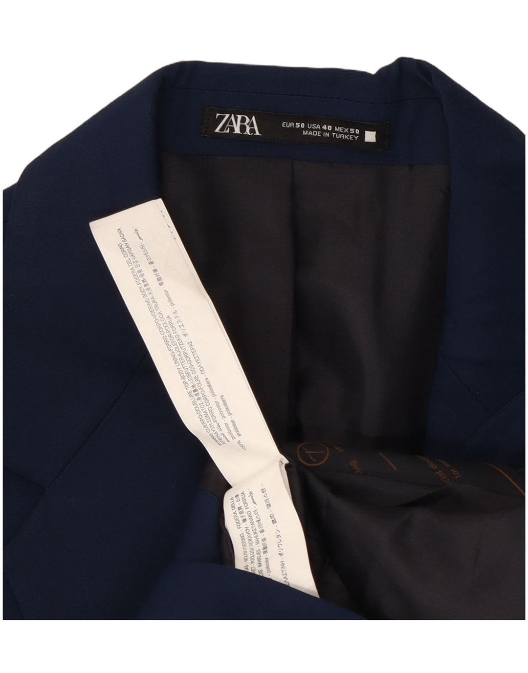 Giacca blazer da uomo a 2 bottoni Zara EU 50 medio blu navy in poliestere