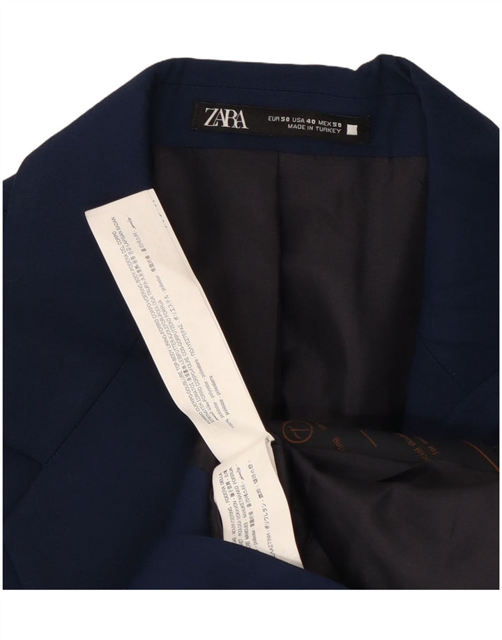 Giacca blazer da uomo a 2 bottoni Zara EU 50 medio blu navy in poliestere