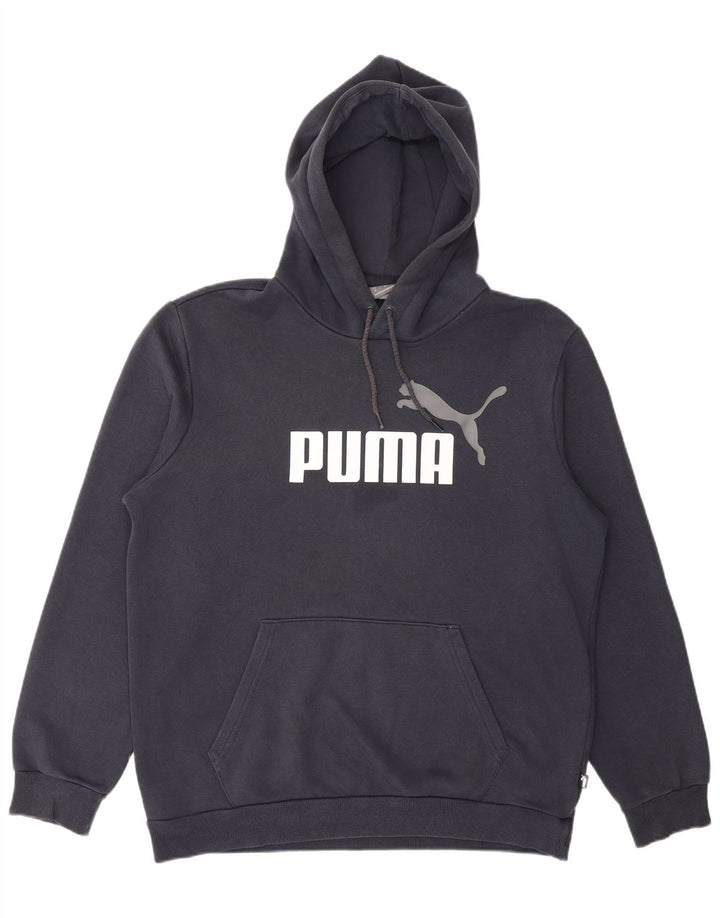 Felpa con cappuccio grafica da uomo Puma media cotone blu navy