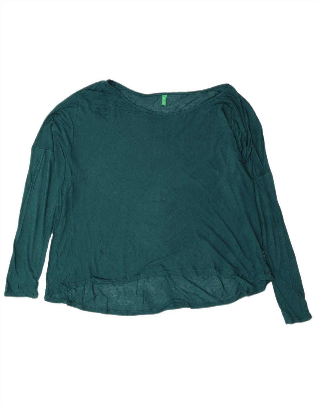 BENETTON Top trasparente da donna a maniche lunghe UK 18 XL Verde