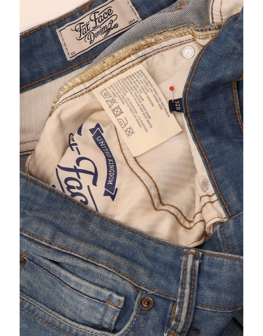 Jeans slim da uomo Fat Face W32 L32 cotone blu