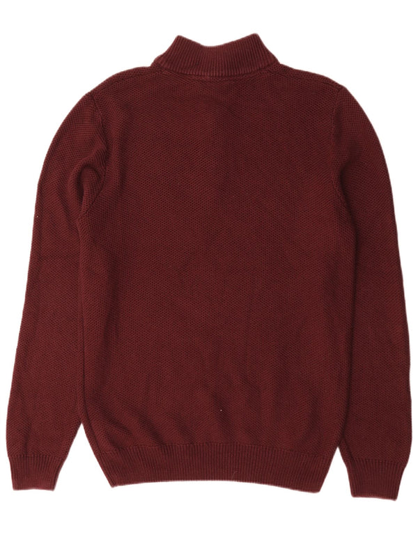 Crew Clothing Mens Zip Neck Jumper Sweater XL Burgundy Cotton