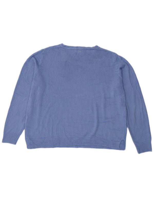 Maglione maglione con scollo a barca vestibilità ampia da donna Marks & Spencer UK 18 XL Blu