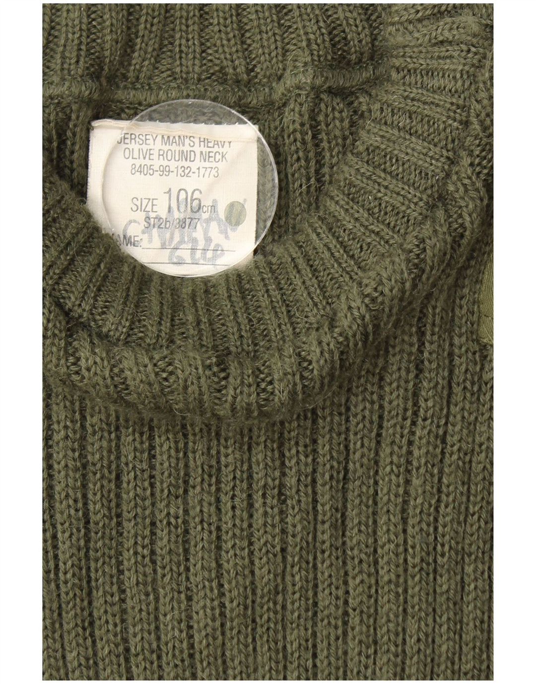Maglione maglione girocollo militare da uomo VINTAGE medio kaki