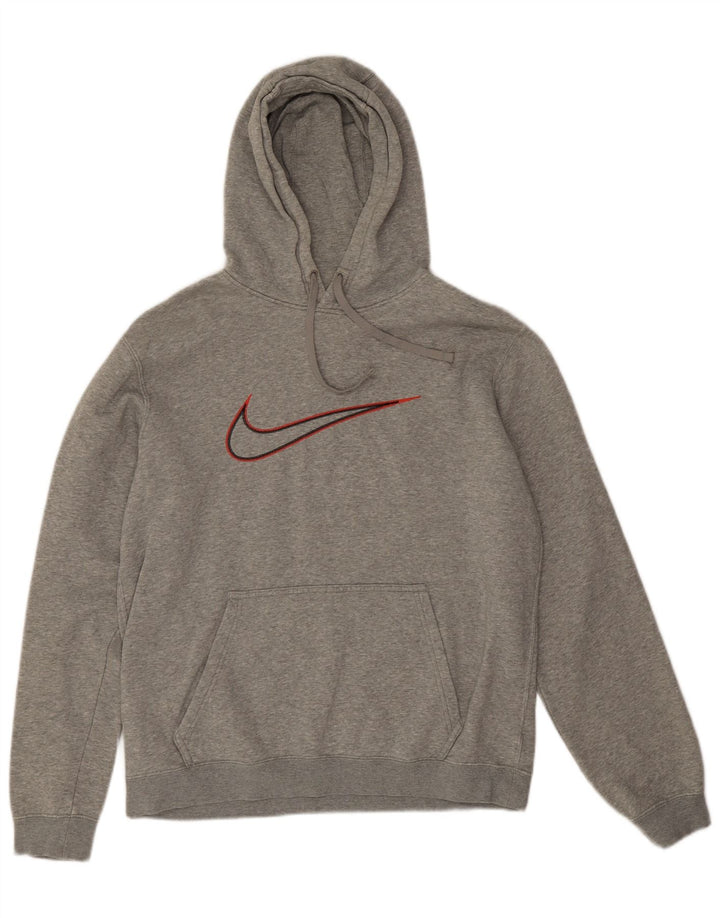 Felpa con cappuccio grafica Nike da uomo in cotone chiazzato grigio medio