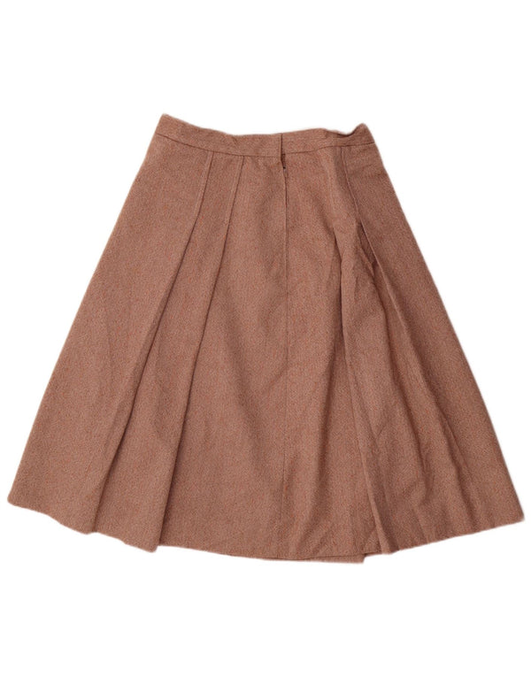 Gonna a trapezio pieghettata da donna vintage W26 piccola marrone