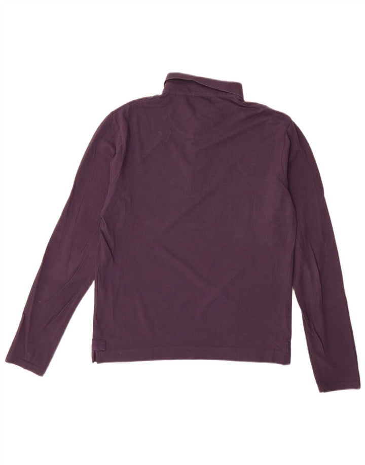 Polo da uomo a maniche lunghe DKNY in cotone viola medio