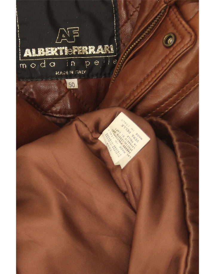Giubbotto bomber in pelle vintage da uomo IT 50 grande marrone