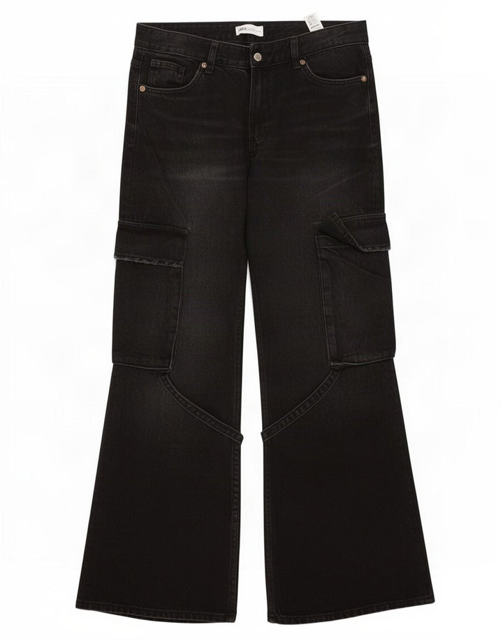 Jeans Zara da donna Cargo Bootcut EU 40 medio W30 L32 cotone nero