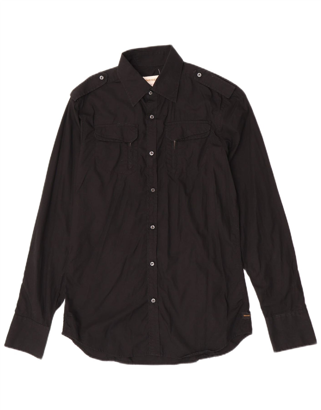 Camicia militare da uomo Diesel in cotone nero medio