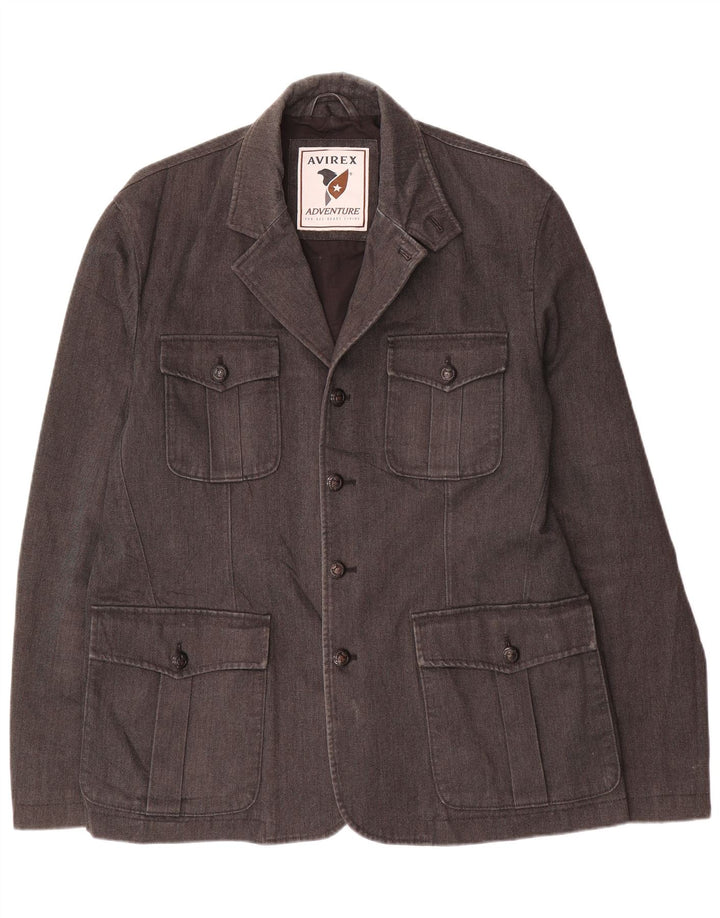Giacca blazer da uomo a 4 bottoni Avirex UK 42 XL cotone grigio