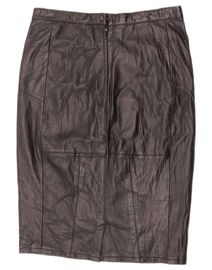VINTAGE Womens Leather Skirt W30 Medium  Black