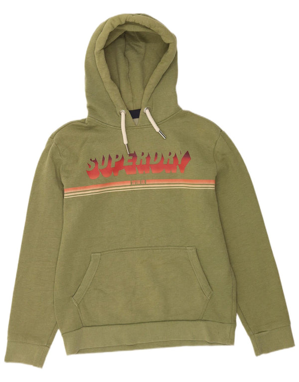 Felpa con cappuccio grafica da uomo Superdry, cotone a righe grandi verdi