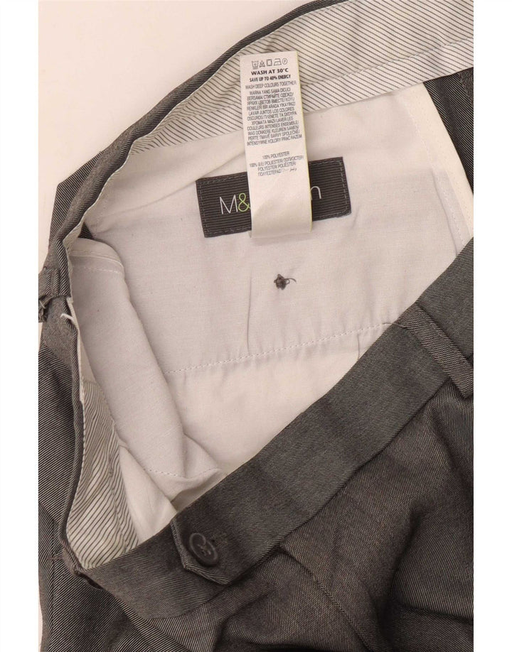 Pantaloni da abito con pegging da uomo Marks & Spencer W36 L31 poliestere grigio