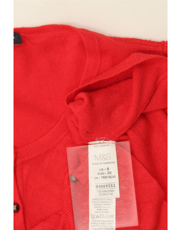 Maglione cardigan da donna Marks & Spencer UK 8 piccolo viscosa rossa