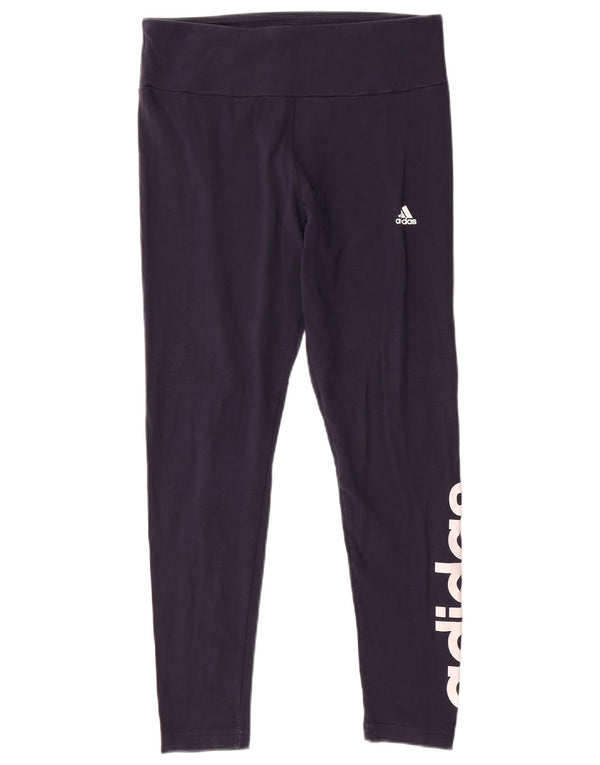 Leggings grafici Adidas da donna UK 16/18 grande blu navy