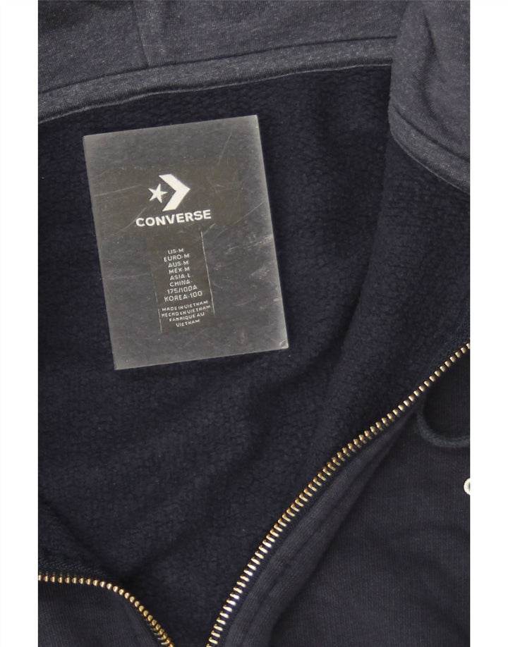 CONVERSE Maglione con cappuccio e zip da uomo in cotone blu navy medio