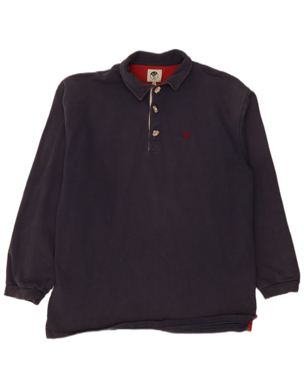 Polo da uomo a maniche lunghe FAT FACE XL in cotone blu navy