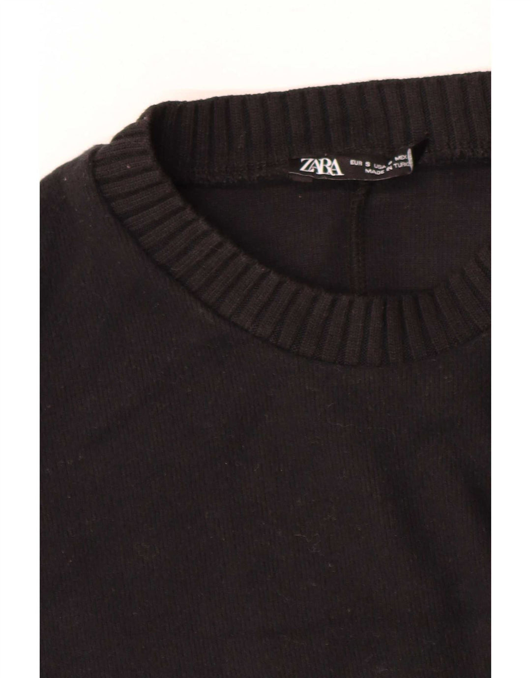 Abito maglione a maniche lunghe da donna Zara UK 10 piccolo poliestere nero